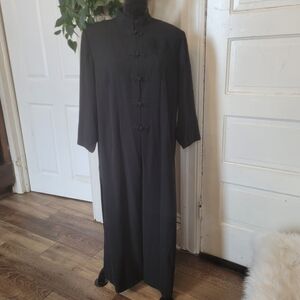 Vtg Mandarin Style Floor Length Blk Jacket